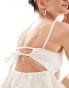 & Other Stories co-ord strappy raw hem cut out back top in white textured jacquard