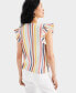 Petite Striped Gauze Flutter Sleeve Top, Created for Macy's