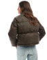 Фото #3 товара Brave Soul washed brown PU puffer jacket