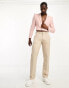 ASOS DESIGN cropped linen mix blazer with square shoulder in pink