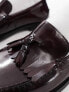 Фото #4 товара ASOS DESIGN loafers with fringe detail in polished burgundy leather