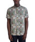 Men's Slim Fit Medallion Print Short Sleeve Button-Front Shirt