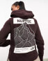 Фото #1 товара The North Face Nuptse cropped back print fleece hoodie in brown