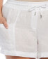 ფოტო #3 პროდუქტის Plus Size Seamed Linen Drawstring Shorts