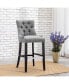 Фото #12 товара 29" Linen Fabric Tufted Buttons Upholstered Wingback Bar Stool