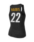Фото #4 товара Women's Threads Najee Harris Black Pittsburgh Steelers Player Name and Number Tri-Blend Tank Top