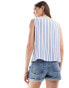 Фото #4 товара ASOS DESIGN linen look waistcoat in blue & white stripe