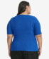 ფოტო #2 პროდუქტის Plus Size Short-Sleeve Ribbed-Knit Top