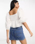 Mango puff sleeve crop top in white weiß, XS - EU 34 - фото #3