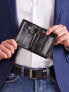 Фото #3 товара Мужское портмоне кожаное черное вертикальное без застежки Portfel-CE-PF-RM-04-CFL.92-czarny Factory Price