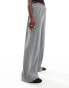 Vila glitter wide leg trousers in silver