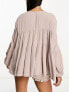 Isla & Bird beach long sleeve tiered top co-ord in blush nude