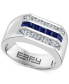 ფოტო #1 პროდუქტის EFFY® Men's Blue Sapphire (7/8 ct. t.w.) & White Sapphire (1-1/4 ct. t.w.) Ring in Sterling Silver