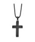 Brushed Black IP-plated Cross Pendant Ball Chain Necklace
