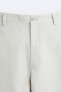 Wide-leg cotton - linen trousers