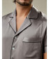 ფოტო #5 პროდუქტის Men's 22 Momme Contrast Trim Short Silk Pajama Set for Men