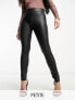 Фото #1 товара Pieces Petite high waisted coated leggings in black