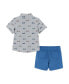 ფოტო #2 პროდუქტის Baby Boys Sharks Short Sleeve Buttondown and Shorts Set