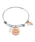 ფოტო #2 პროდუქტის "Forever Friends" Infinity Bangle Bracelet in Stainless Steel & Rose Gold-Tone with Silver Plated Charms