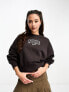 Фото #1 товара Nike varsity oversized crop sweatshirt in velvet brown