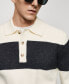 Men's Ribbed Striped Knitted Polo Shirt