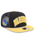 Фото #1 товара Men's Black/Gold Golden State Warriors Throwback Team Arch Golfer Snapback Hat