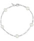 Cultured Freshwater Potato Pearl (6 - 6-1/2mm) Station Figaro Link Bracelet in Sterling Silver