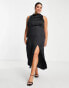 Pretty Lavish Curve high neck split maxi dress in black