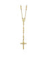14k Yellow Gold Diamond-cut Beaded Rosary Pendant Necklace 24"