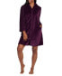 ფოტო #1 პროდუქტის Women's Solid Long-Sleeve Short Zip Fleece Robe
