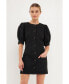 ფოტო #2 პროდუქტის Women's Puff Sleeve Tweed Mini Dress