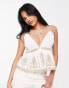 Фото #1 товара Topshop contrast broderie plunge cami in ivory