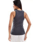 JJXX ribbed racer back vest in dark grey