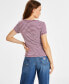 ფოტო #2 პროდუქტის Women's Striped Slim-Fit Henley Top