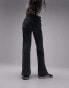 Topshop acid wash rib straight leg trouser in charcoal