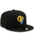 Фото #2 товара Men's Black Los Angeles Rams Logo Color Dim 59FIFTY Fitted Hat