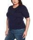 ფოტო #3 პროდუქტის Plus Size Rivet Detail Puff Sleeve Sweater