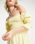 Фото #3 товара Bolongaro Trevor smock midi dress in lemon yellow