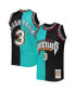 Men's Shareef Abdur-Rahim Turquoise, Black Vancouver Grizzlies Hardwood Classics 1996-97 Split Swingman Jersey