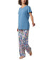 ფოტო #2 პროდუქტის Women's Solid Short-Sleeve Scoop-Neck Pajama T-Shirt