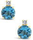 ფოტო #3 პროდუქტის Blue Topaz (2-1/10 ct. t.w.) and Diamond Accent Stud Earrings in 14K Yellow Gold