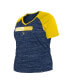 Фото #3 товара Women's Navy Milwaukee Brewers Plus Size Space Dye Raglan V-Neck T-shirt