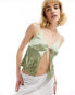 Reclaimed Vintage cutwork tie front cami in green grün, 42 - фото #1