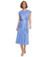 ფოტო #1 პროდუქტის Women's Pleated Cap-Sleeve Belted Midi Dress