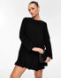 Фото #2 товара ASOS DESIGN long sleeve dropped waist box pleat mini dress in black