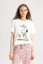 Fall In Love Snoopy Regular Fit Kısa Kollu Pijama Takımı B6171ax24sp