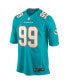 ფოტო #3 პროდუქტის Men's Jason Taylor Aqua Miami Dolphins Game Retired Player Jersey