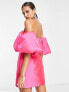 ASOS EDITION – Satin-Minikleid in Pink mit voluminösen Ärmeln