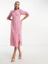 Nobody's Child Esme tie sleeve midi dress in pink and red gingham