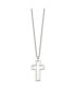 Фото #2 товара Chisel polished Cut-out Cross Pendant 17.5 inch Cable Chain Necklace